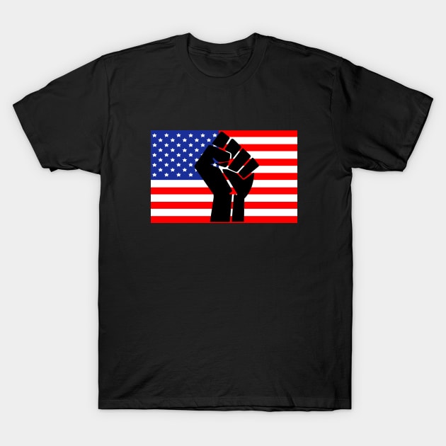 Raised Fist American Flag T-Shirt by sweetsixty